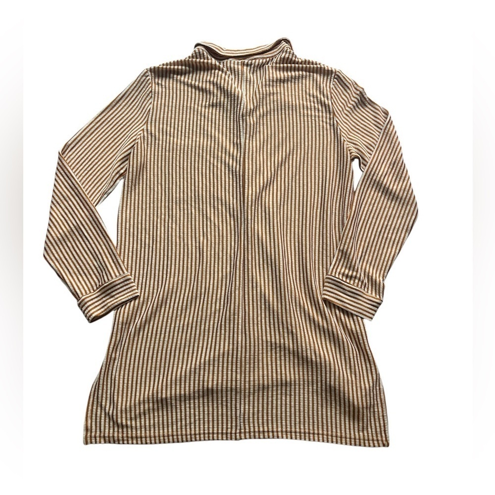 Chelsea & Theodore Woven Button Front Tunic Shirt Top Cream Burnt Orange Fall M - Picture 7 of 7